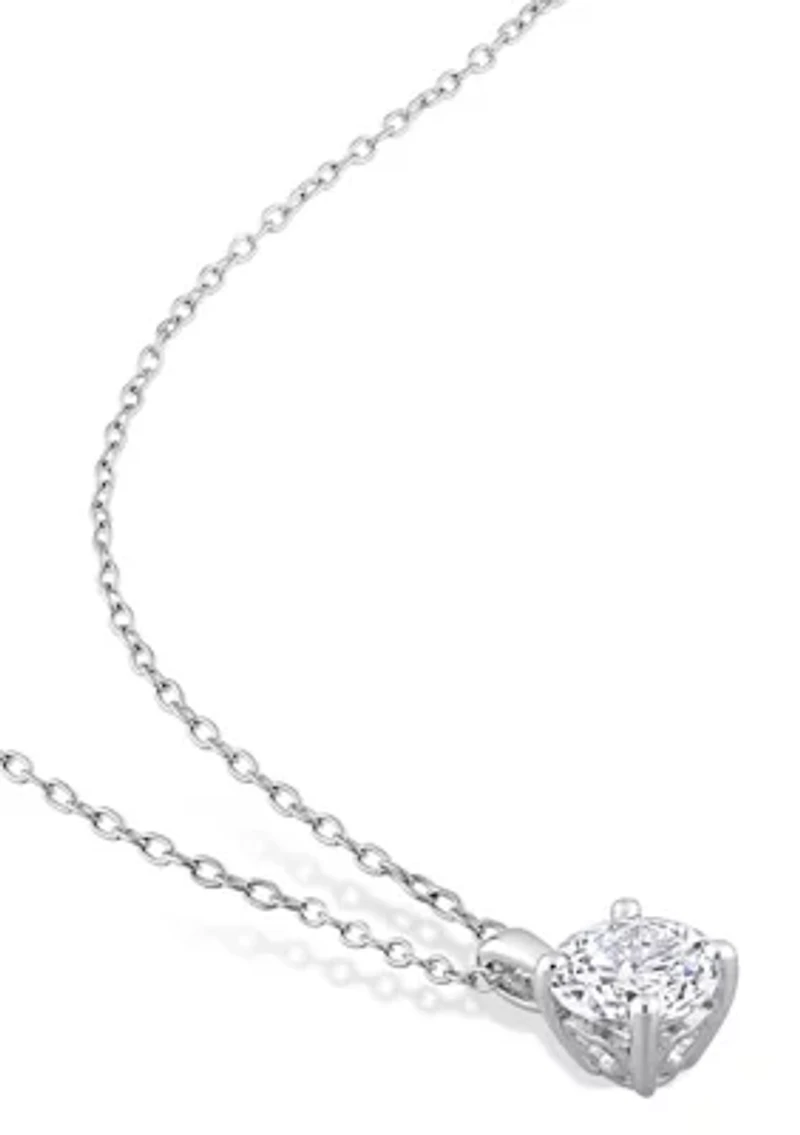 Lab Created 1.61 ct. t.g.w. Created White Sapphire Solitaire Pendant with Chain in Sterling Silver