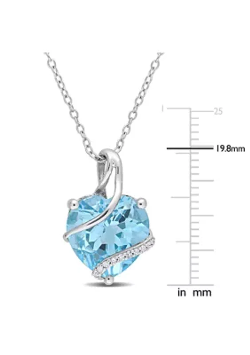 Sky Blue Topaz and Diamond Accent Heart Wrapped Pendant with Chain in Sterling Silver