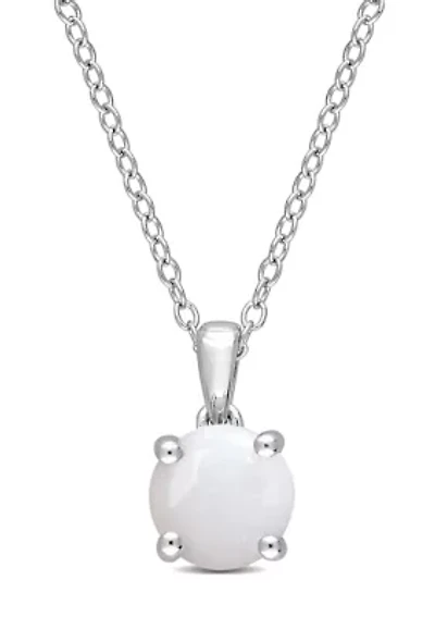 4/5 CT TGW Opal Solitaire Pendant with Chain in Sterling Silver