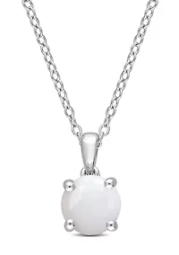 4/5 CT TGW Opal Solitaire Pendant with Chain in Sterling Silver