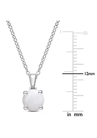 4/5 CT TGW Opal Solitaire Pendant with Chain in Sterling Silver