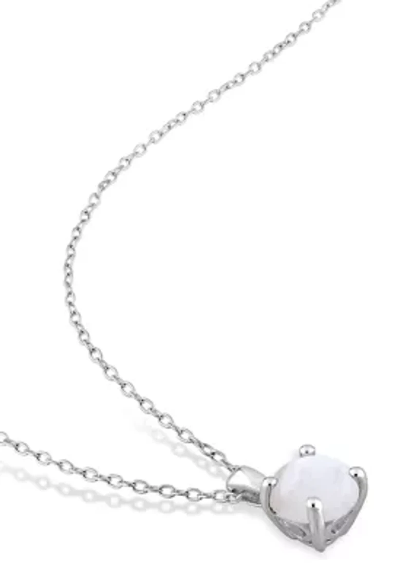 4/5 CT TGW Opal Solitaire Pendant with Chain in Sterling Silver