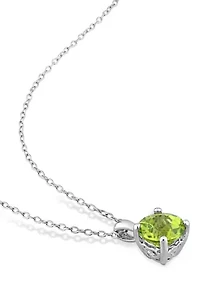 4 1/2 CT TGW Peridot Solitaire Stud Earring and Pendant with chain Set in Sterling Silver