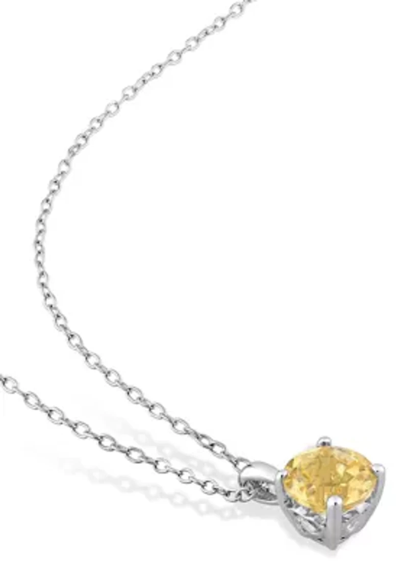 3 3/4 CT TGW Citrine Solitaire Stud Earring and Pendant with chain Set in Sterling Silver