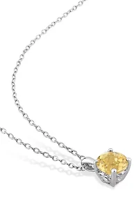 3 3/4 CT TGW Citrine Solitaire Stud Earring and Pendant with chain Set in Sterling Silver