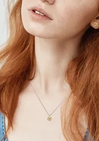 3 3/4 CT TGW Citrine Solitaire Stud Earring and Pendant with chain Set in Sterling Silver