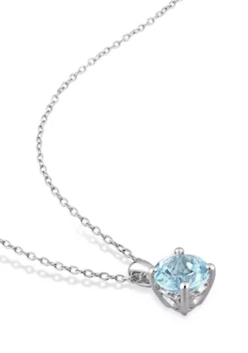 4 3/5 CT TGW Blue Topaz-Sky Solitaire Stud Earring and Pendant with chain Set in Sterling Silver