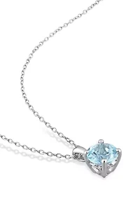 4 3/5 CT TGW Blue Topaz-Sky Solitaire Stud Earring and Pendant with chain Set in Sterling Silver