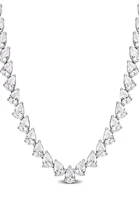 Lab Created 39.50 ct. t.g.w. Created White Sapphire Teardrop Tennis Necklace in Sterling Silver