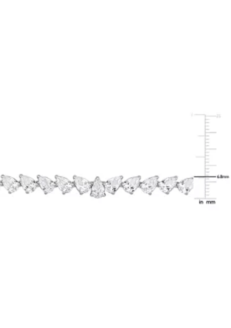 Lab Created 39.50 ct. t.g.w. Created White Sapphire Teardrop Tennis Necklace in Sterling Silver