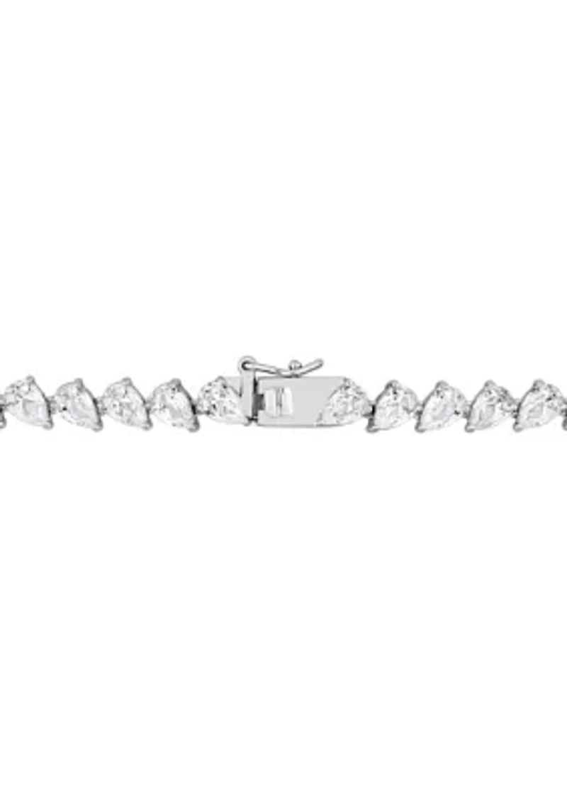 Lab Created 39.50 ct. t.g.w. Created White Sapphire Teardrop Tennis Necklace in Sterling Silver