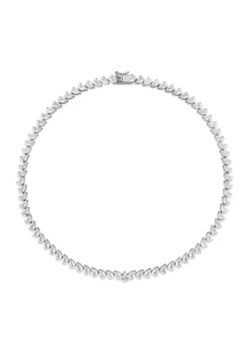 Lab Created 39.50 ct. t.g.w. Created White Sapphire Teardrop Tennis Necklace in Sterling Silver