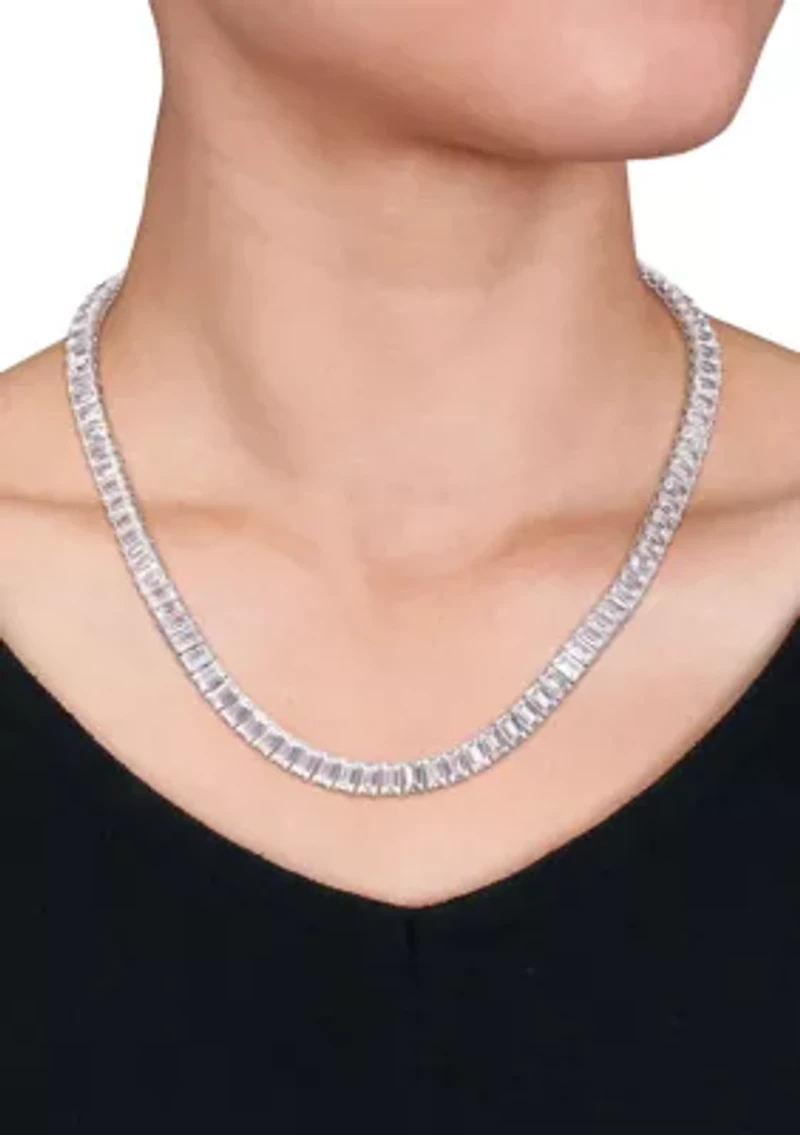 Lab Created 73.50 ct. t.g.w. Created White Sapphire Tennis Necklace in Sterling Silver