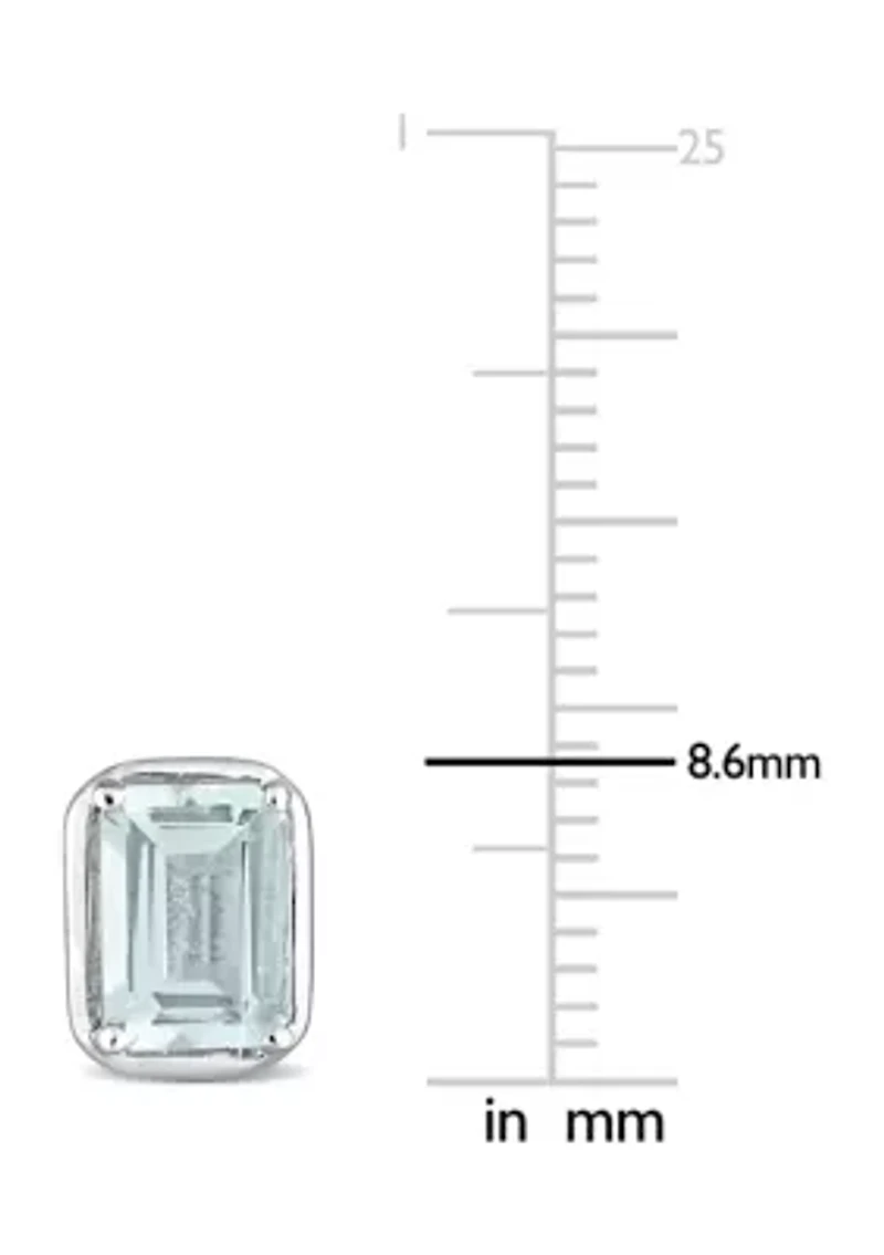 1.90 ct. t.g.w. Aquamarine Bezel Style Emerald Cut Stud Earrings in Sterling Silver