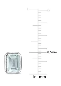 1.90 ct. t.g.w. Aquamarine Bezel Style Emerald Cut Stud Earrings in Sterling Silver