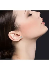 1.90 ct. t.g.w. Aquamarine Bezel Style Emerald Cut Stud Earrings in Sterling Silver