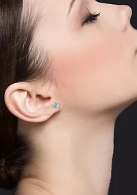 1.90 ct. t.g.w. Aquamarine Bezel Style Emerald Cut Stud Earrings in Sterling Silver