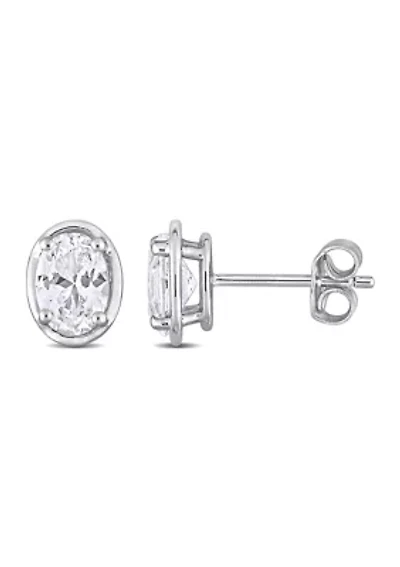 Lab Created Created White Sapphire Stud Earrings in Sterling Silver