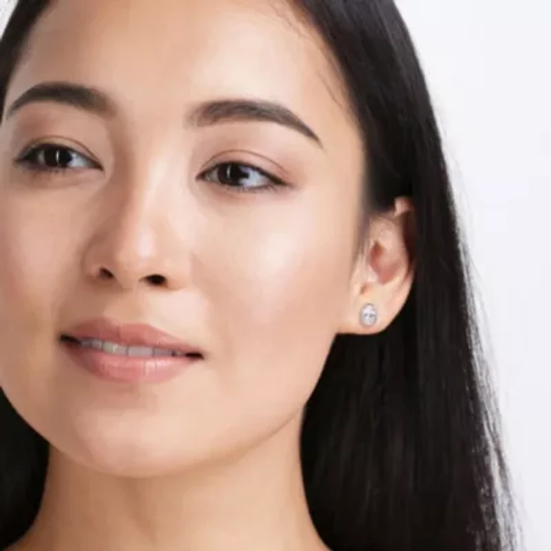 Lab Created Created White Sapphire Stud Earrings in Sterling Silver