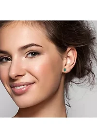 Lab Created 1.40 ct. t.g.w. Created Emerald Bezel Style Oval Stud Earrings in Sterling Silver