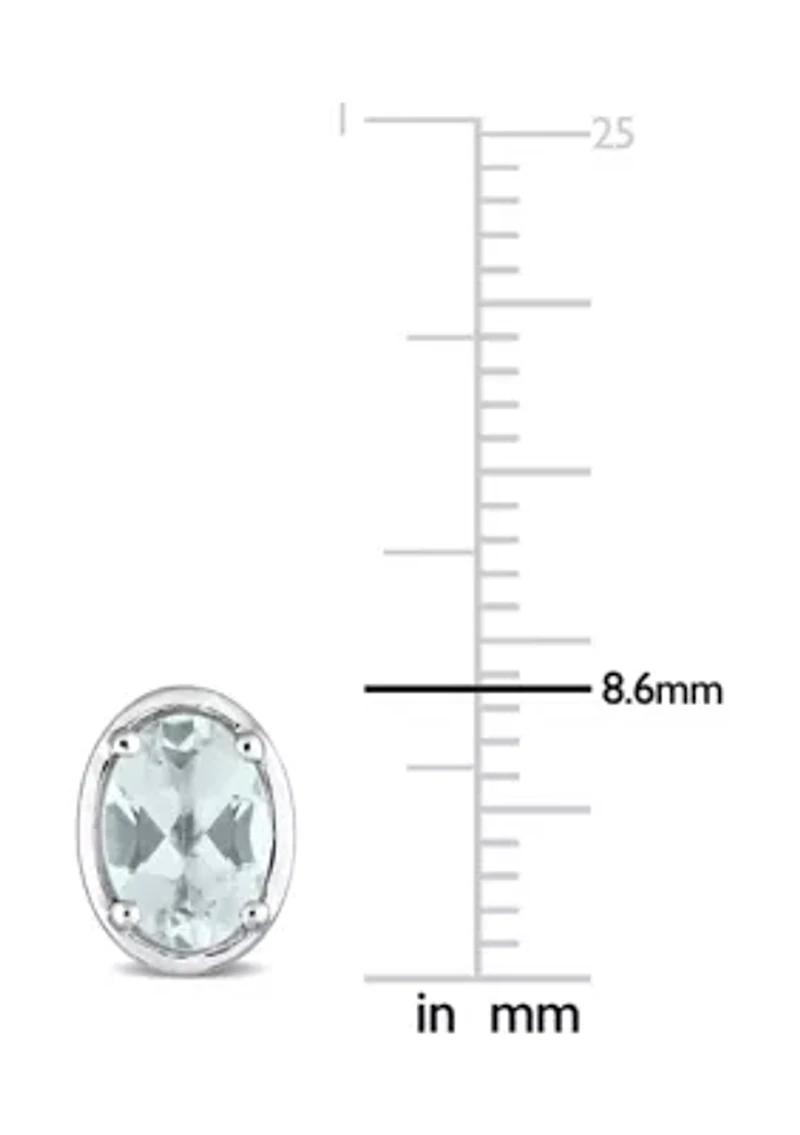 1.20 ct. t.g.w. Aquamarine Bezel Style Oval Stud Earrings in Sterling Silver