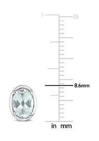 1.20 ct. t.g.w. Aquamarine Bezel Style Oval Stud Earrings in Sterling Silver