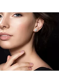 1.20 ct. t.g.w. Aquamarine Bezel Style Oval Stud Earrings in Sterling Silver