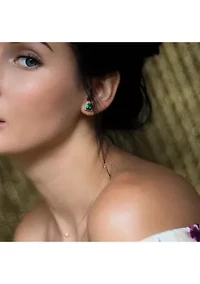Lab Created 3.40 ct. t.g.w. Created Emerald Bezel Style Square Stud Earrings in Sterling Silver