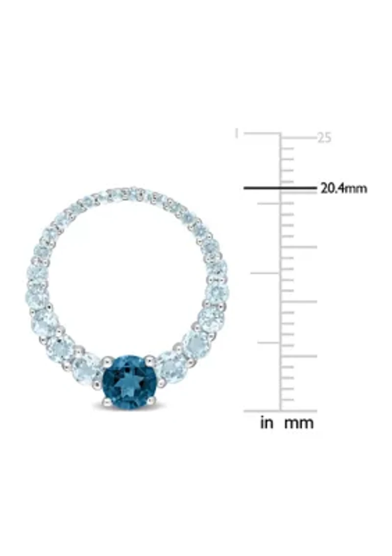 3.32 ct. t.g.w. Sky Blue Topaz and London Blue Topaz Graduated Open Circle Earrings in Sterling Silver