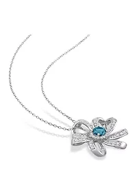 2.26 ct. t.g.w. London Blue Topaz and White Topaz Flower Pendant with Chain in Sterling Silver