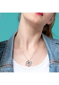 2.26 ct. t.g.w. London Blue Topaz and White Topaz Flower Pendant with Chain in Sterling Silver