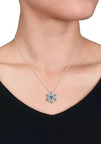 2.3 ct. t.g.w. London Blue Topaz and White Topaz Starburst Pendant with Chain in Sterling Silver