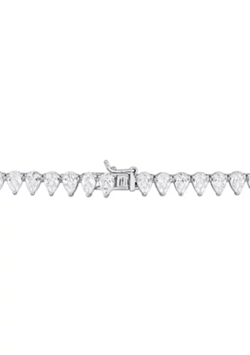 Lab Created 44.50 ct. t.g.w. Created White Sapphire Teardrop Tennis Necklace in Sterling Silver