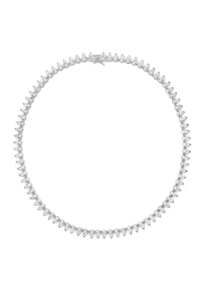 Lab Created 44.50 ct. t.g.w. Created White Sapphire Teardrop Tennis Necklace in Sterling Silver