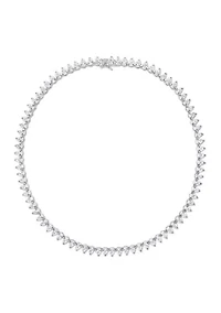 Lab Created 44.50 ct. t.g.w. Created White Sapphire Teardrop Tennis Necklace in Sterling Silver