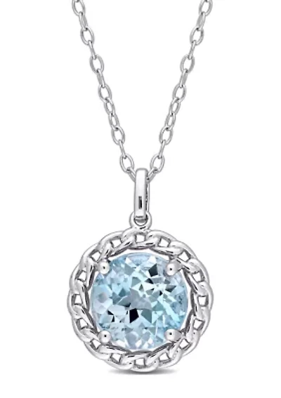3.50 ct. t.g.w. Sky Blue Topaz Halo Pendant with Chain in Sterling Silver