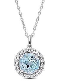 3.50 ct. t.g.w. Sky Blue Topaz Halo Pendant with Chain in Sterling Silver