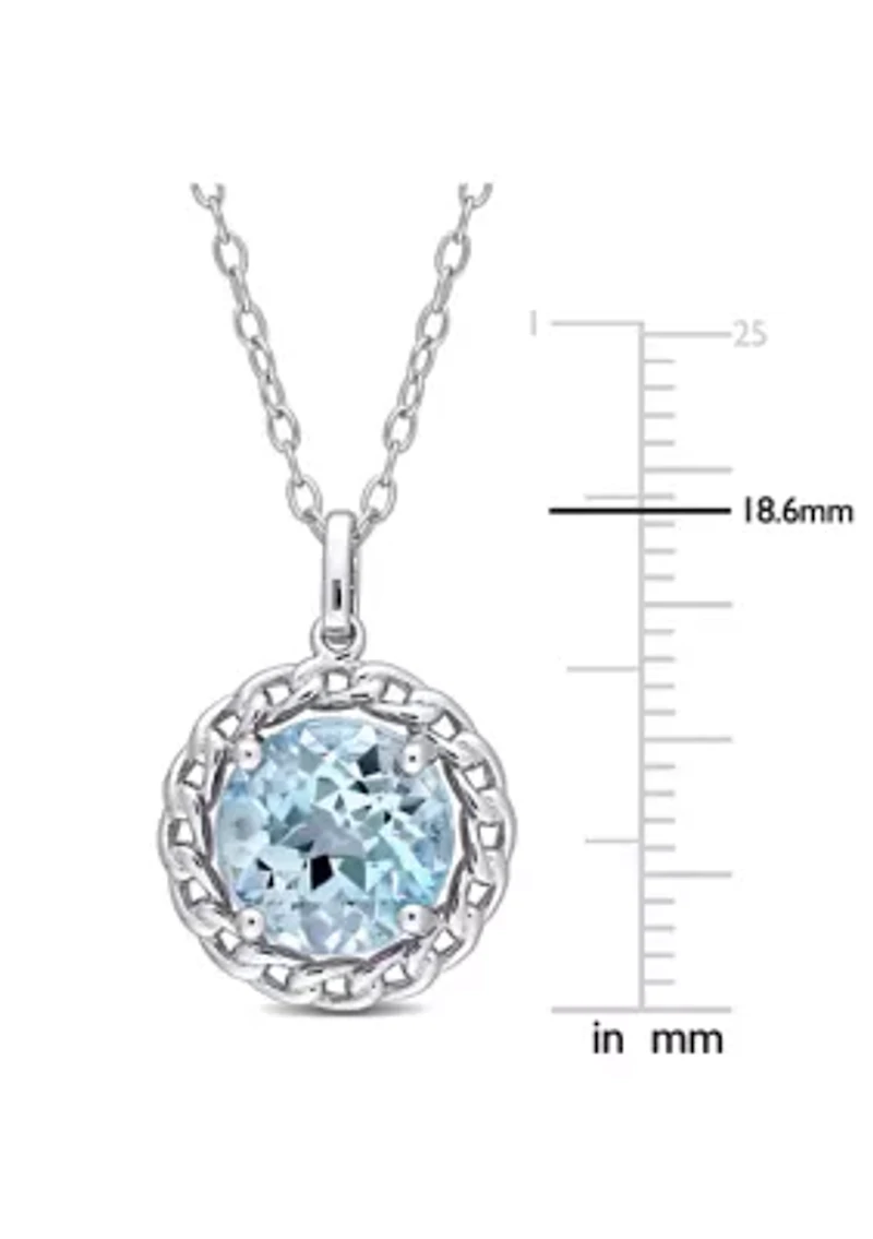 3.50 ct. t.g.w. Sky Blue Topaz Halo Pendant with Chain in Sterling Silver
