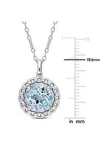 3.50 ct. t.g.w. Sky Blue Topaz Halo Pendant with Chain in Sterling Silver