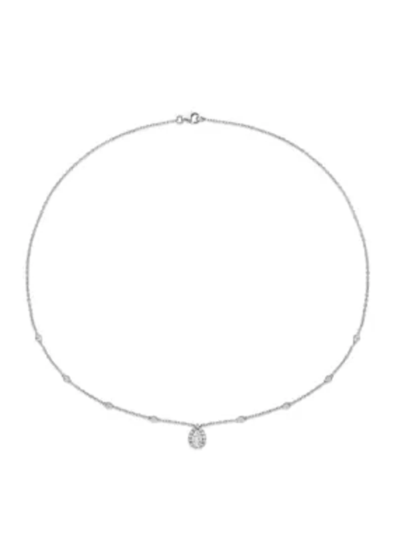 Lab Created 2 7/8 CT DEW Moissanite Halo Leverback Earrings and Pendant Set in Sterling Silver