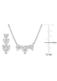 Lab Created 5 1/2 CT DEW Moissanite Triple Heart Earrings and Necklace Set in Sterling Silver