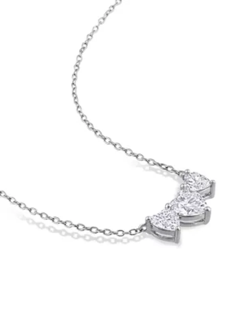 Lab Created 5 1/2 CT DEW Moissanite Triple Heart Earrings and Necklace Set in Sterling Silver