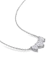 Lab Created 5 1/2 CT DEW Moissanite Triple Heart Earrings and Necklace Set in Sterling Silver