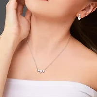 Lab Created 5 1/2 CT DEW Moissanite Triple Heart Earrings and Necklace Set in Sterling Silver