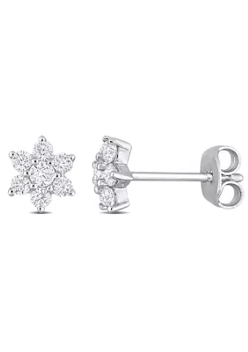 Lab Created 1/2 ct. t.g.w. Created Moissanite Floral Stud Earrings in Sterling Silver