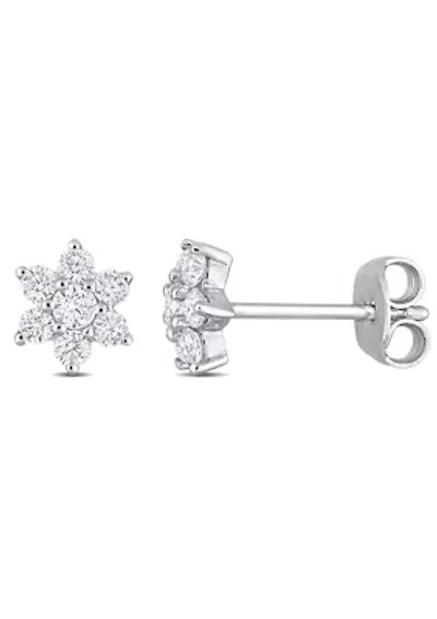 Lab Created 1/2 ct. t.g.w. Created Moissanite Floral Stud Earrings in Sterling Silver