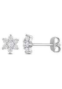 Lab Created 1/2 ct. t.g.w. Created Moissanite Floral Stud Earrings in Sterling Silver