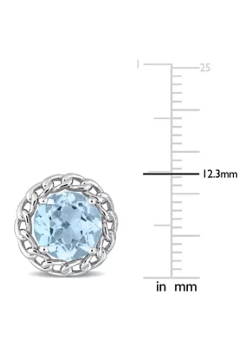 4.70 ct. t.g.w. Sky Blue Topaz Chain Halo Stud Earrings in Sterling Silver