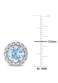 4.70 ct. t.g.w. Sky Blue Topaz Chain Halo Stud Earrings in Sterling Silver