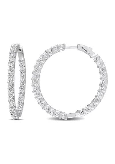 Lab Created 8.40 ct. t.g.w. Created White Sapphire Inside-Outside Hoop Earrings in Sterling Silver